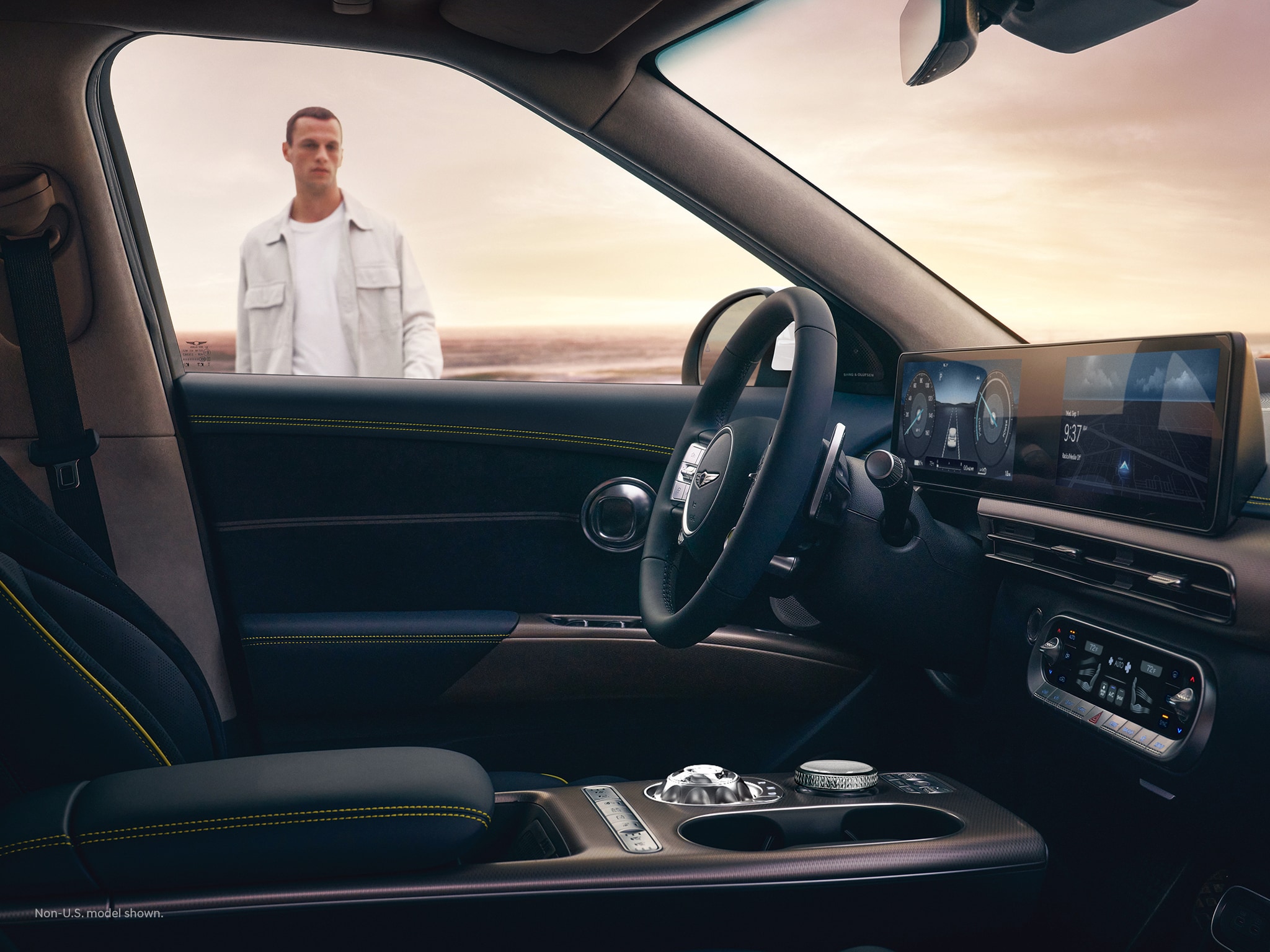 2023 Genesis GV60 interior shown in Obsidian Black.