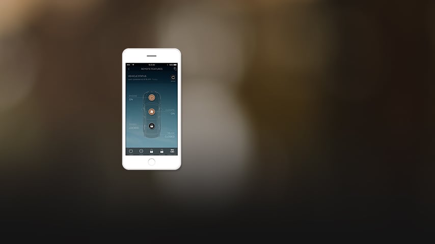 Genesis remote feature shown in action on an iPhone.