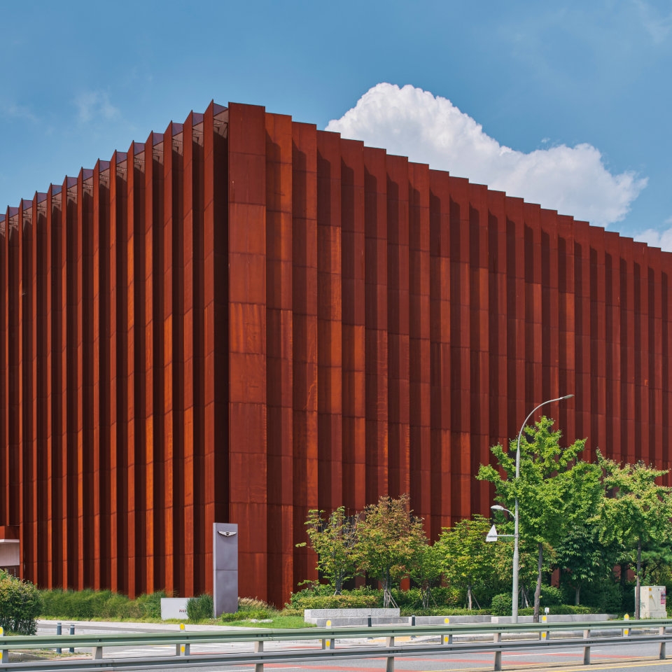 Genesis Suji located in the center of the city and made with weathered steel.